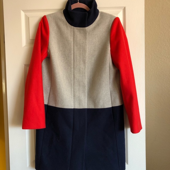 J. Crew Jackets & Blazers - Sold! Jcrew Colorblock Funnelneck Coat